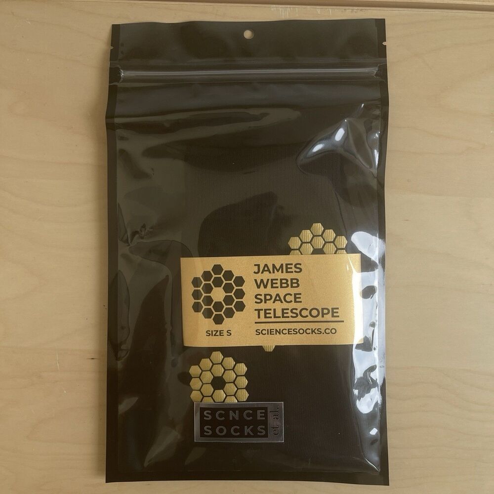 Science Socks Brand Size Small JWST Gold Mirror Socks - New Sealed Discontinued